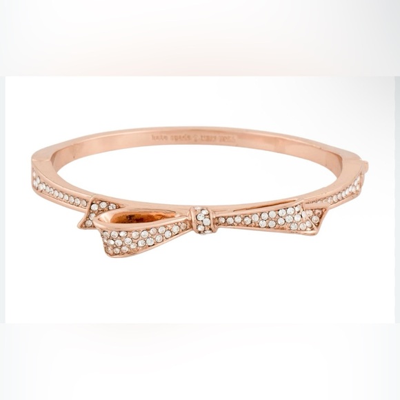 kate spade Jewelry - Kate Spade Love Notes Rose Gold Bow Pavé Hinged Bracelet